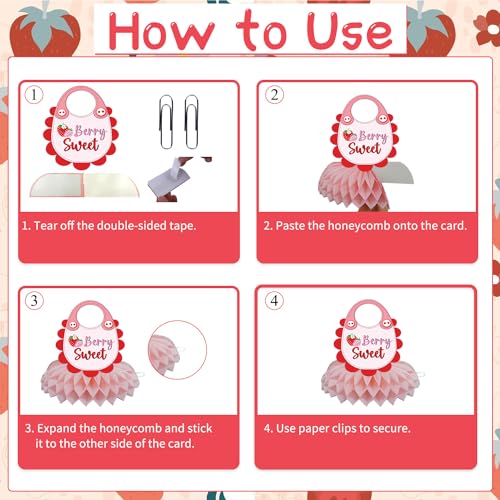 Image of Strawberry Baby Shower Decorations - 9PCS Berry Sweet Baby Shower Decorations Supplies A Berry Sweet Baby Is on the Way Decor Strawberry Honeycomb Centerpieces Baby Shower Party Table Decor