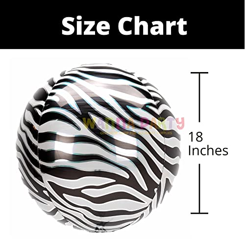 Image of Wanna Party Zebra Print Orbz Balloon, Animal Print Foil Balloons for Kids Birthday, Jungle Animal Party Theme Balloons, 16 Inches