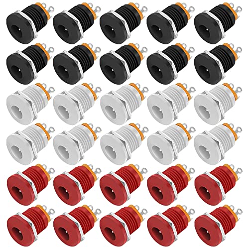 GTIWUNG 30 Stück DC 5,5 x 2,1 mm Buchse Einbaubuchse mit Sechskantmutter 3-poliger DC-elektrischer Buchse, DC Gleichstrombuchse Einbaubuchse, DC Power Jack Buchse 3 Pin Buchse Panel Mount Stecker