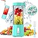 Frullatore Portatile HUIJUTCHEN 450ML 4000mAh Mini Frullatore USB Ricaricabile con 6 Lame e Spazzola Frullatore Personale per Frullati, Frutta e Verdura Tazza per Casa, Campeggio e Viaggio (verde)