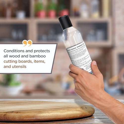 Image of Food Grade Mineral Oil for Cutting Boards - 12 oz Lemon Enriched Butcher Block Oil & Wood Conditioner for Bamboo, Teak, Utensils, Marble, Soapstone, Restores & Protects, Made in USA
