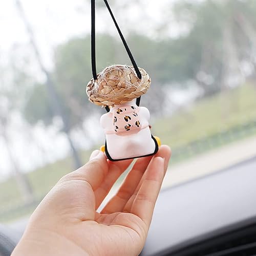Miniatura 3 de Accesorios de decoración de coche de pato oscilante, colgante de espejo retrovisor para automóvil, decoración de espejo retrovisor para damas y