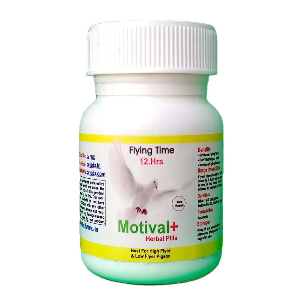 Pigeon Flying Performance Supplement Motival Plus Pills, Ayurvedic Formula, No Any Side-Effect No Pigeon Loss Pack 25-50 Pill (50.Pills X 2 Pack)