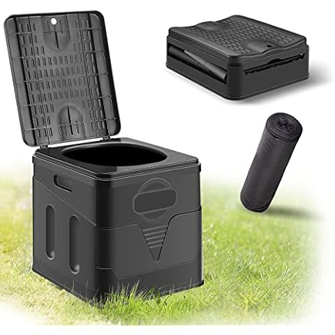Campingtoilette Faltbare,Tragbare Toilette,Camping Wc,Toilette für Unterwegs,Mobile Klapptoilette mit 100 Müllbeutel,Sicher und Fest,Geeignet für Camping,Stau,Familien mit Eingeschränkter Mobilität Cover