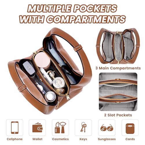 Image of Shoulder Bag for Women Soft Grained Leather Hobo Bags Trendy Handbag Purse Satchel Crossbody for Work, Travel