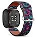 CJBROES Replacement Leather Watch Band, Compatible with Fitbit Versa 3 and Fitbit Sense of Wristband Bracelet Accessory - Dark Multicolor Tribal Navajo