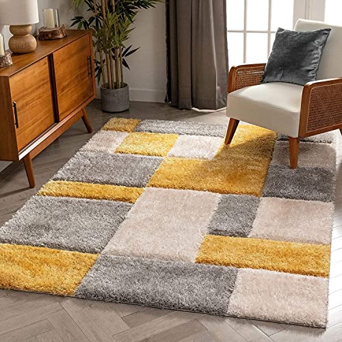 Image of Modern Soft 3D Shaggy Fur Carpets for Living Room Thick Fluffy Rugs for Bedroom, 8x8 Feet Square Multi Color