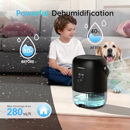 PHILODECO 35 OZ Dehumidifiers for Home(280 sq.ft), Ultra Quiet 25 dB for Bedroom and Bathr - image 4