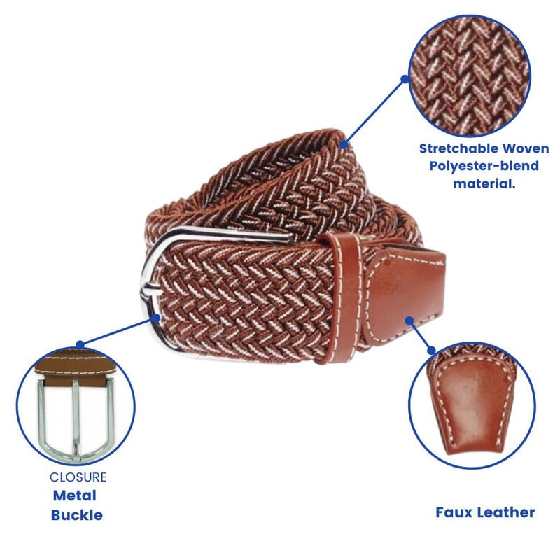 Image of The Tie Hub Unisex Stretchable Woven Fabric Belt | Adjustable, Hole-Free Design | Fits Up to 40 Inches Waist
