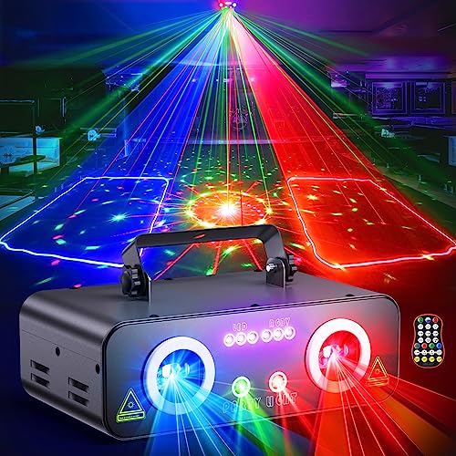 Ehaho 5 en 1 Luces Discoteca L2800 | 3D RGB Luz Discoteca con Musik Sonido Activado | Luces DJ con Mando a Distancia | Soporte para DMC512 | Adecuado para actuaciones profesionales en fiestas