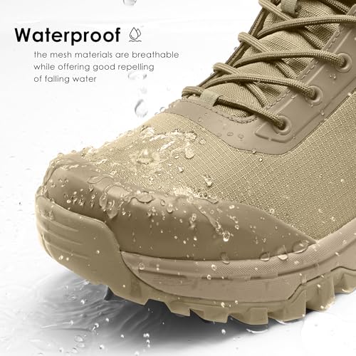 Image of Coostar Tactical Boots for Men Lightweight Military Combat Boot Side Zipper Motorcycle Hiking Work Boots Waterproof 8 Inches