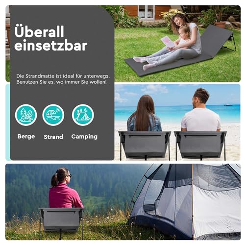 Intimo Living 2er Set Strandliegen mit stufenlos Verstellbarer Rückenlehne - Die Strandmatten gefüllt mit Komfortschaum sind Ultraleicht und platzsparend zusammenfaltbar - Grau