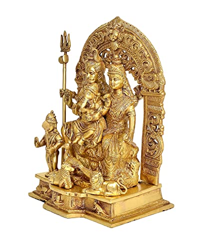 Image of AONA Shiv Parivar Brass Action Pooja Idol /Brass Made Shiv Parivar /Shiv Parvati Ganesh Idol For Good Luck, Success And Prosperity, Height : 12 Inch