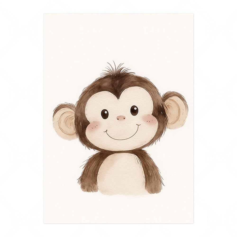 6 Laminas Animales Infantiles 21X30CM Cuadros Animales Niños Selva Elefante Jirafa León Zebra Poster Decorativos Habitacion Niños Lienzo Habitacion Bebe Cuadros Para Quarto Bebe Beige sin Marco