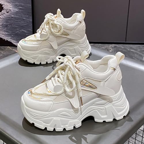 Image of Chunky Sneakers for Women, Fashionable and Height - Increasing Platform Sneakers Dad Shoes for Women, Casual Lace - up Walking Shoes