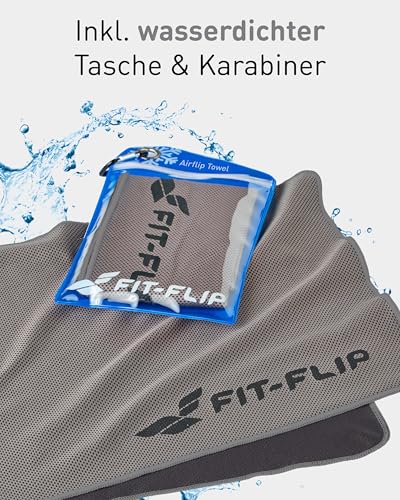 Fit-Flip Kühlendes Handtuch - Ice Cooling Towel und mikrofaser Kühltuch – kühlende Handtücher für Nacken und Hals - Airflip cool Towel für Fitness und Sport - Kühlhandtuch (grau, 100x30cm)