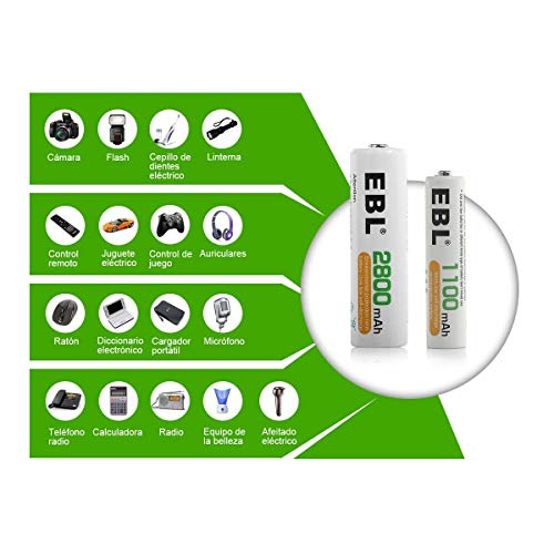 Ebl Black Batteries Box Include : Rechargeable 8 Aa Batteries + 4 Aaa Batteries + 40Min Iquick Battery Charger And 2Pcs C/D Converters With Battery Storage Organizer #TOP3