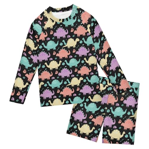 Cute Dinosaur Baby Boys' Toddler Long Sleeved Rashguard Swim Bathing Suit Set B0404629