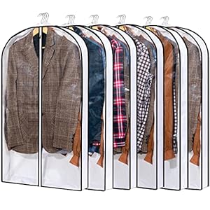 Hanging Clothes Storage with 4″ Gusseted Garment Covers (Set of 6) – Clear Suit, Dress, Sweater, Shirt Protectors – 24″x 40″x 4″ / 6 Pack