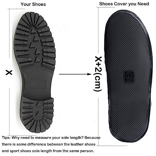 Image of Waterproof Shoe Covers, Reusable Foldable Slip Proof Bottom Overshoes with Zipper, Keep Shoes Dry for Cycling Fishing Walking in Rain Snow and Mud (Black Short Boot, XL)