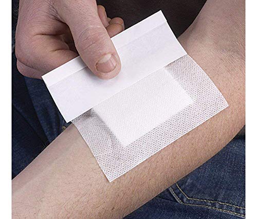 GHzzY Apósito Adhesivo estéril para heridas de 80 Piezas - Almohadillas Adhesivas Desechables para abrasiones, Quemaduras Menores y ampollas (6 cm x 7 cm)