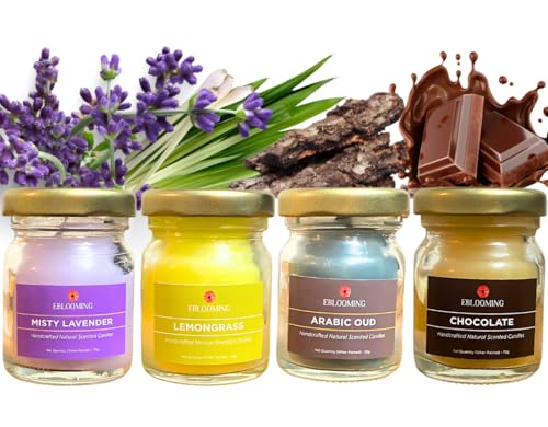Eblooming Velas aromáticas orgánicas con fragancia aromática de citronela, aroma árabe y lavanda brumosa para regalar y hogar, 70 GMS cada una, hasta 24 (paquete de 3)