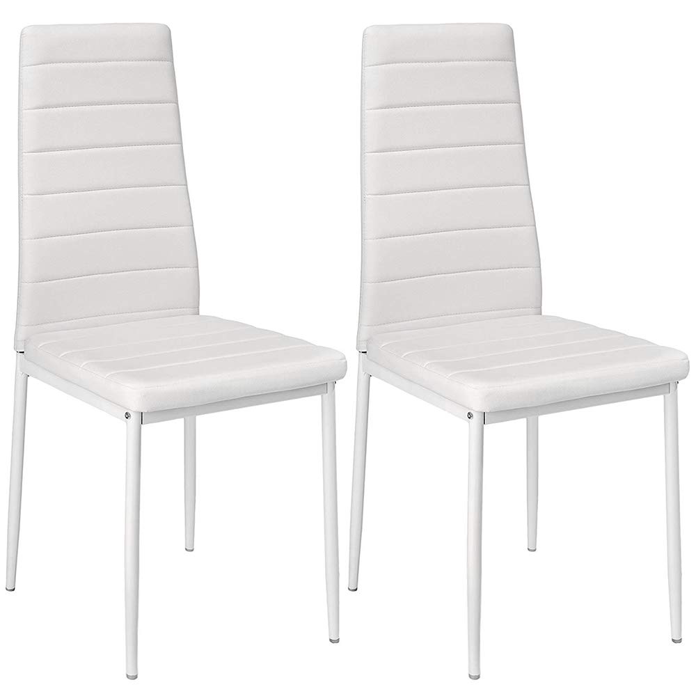 LANTUS Set 2 sedie impilabili Modello per Cucina Bar e Sala da Pranzo, Robusta Struttura in Acciaio Imbottita e Rivestita in Finta Pelle,2 pezzi (bianco)