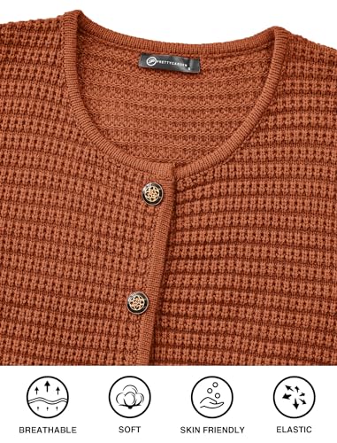 PRETTYGARDEN Women Knit Cardigan Sweaters Fall Fashion Long Sleeve Open Front Button Down Trendy Casual Jacket Winter Clothes