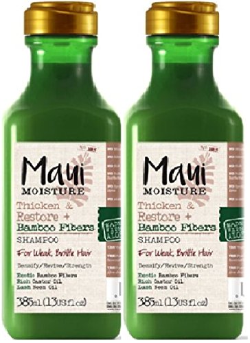 Maui Moisture Shampoo Bamboo Fibers 13 Ounce (Thicken/Restore) (385ml) (2 Pack)