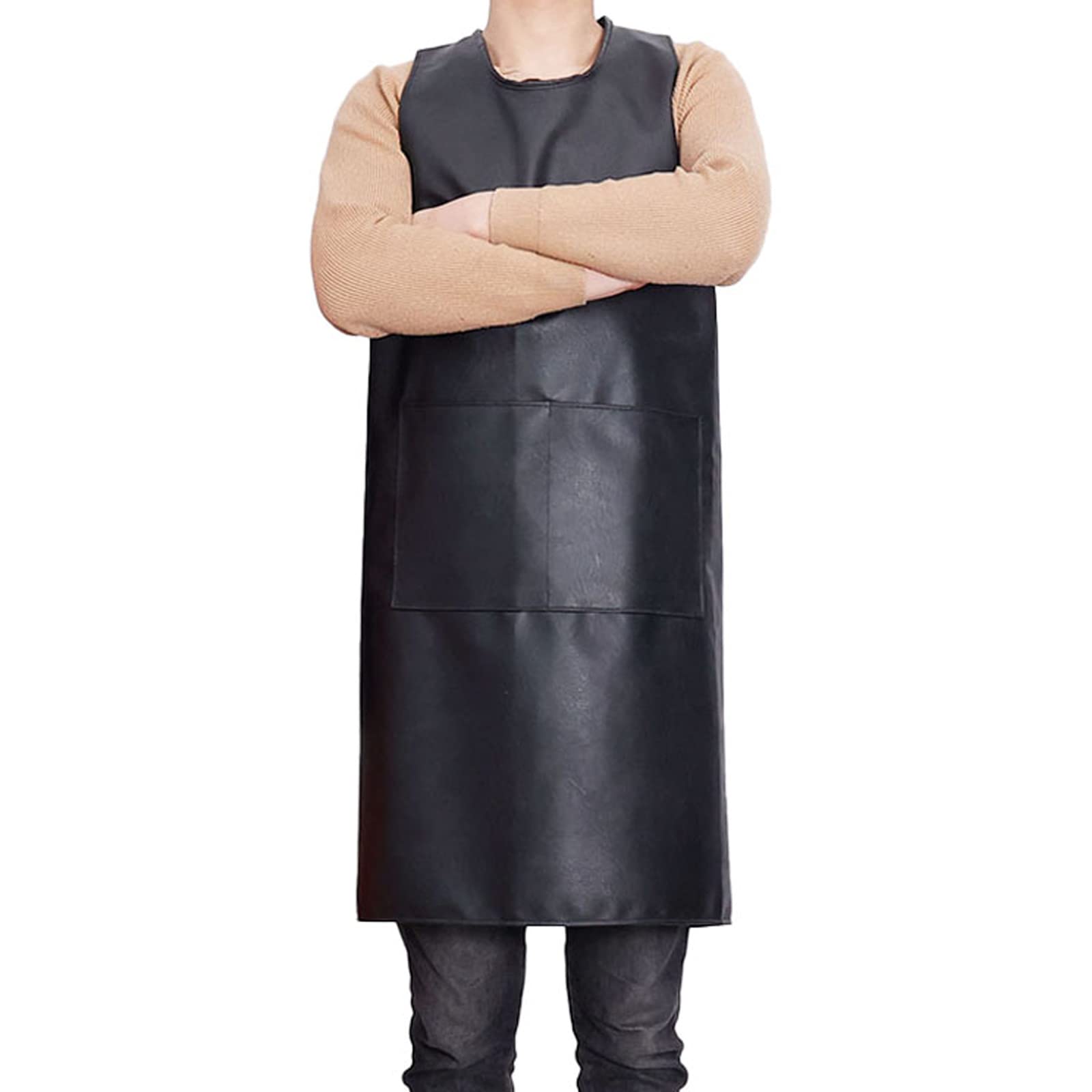 Yuaxme Waterproof Apron Smock Overalls Vest Aprons for Lab Work Cleaning Work Shop Dishwashing Dog Grooming (Black, 39 x 35 inches)