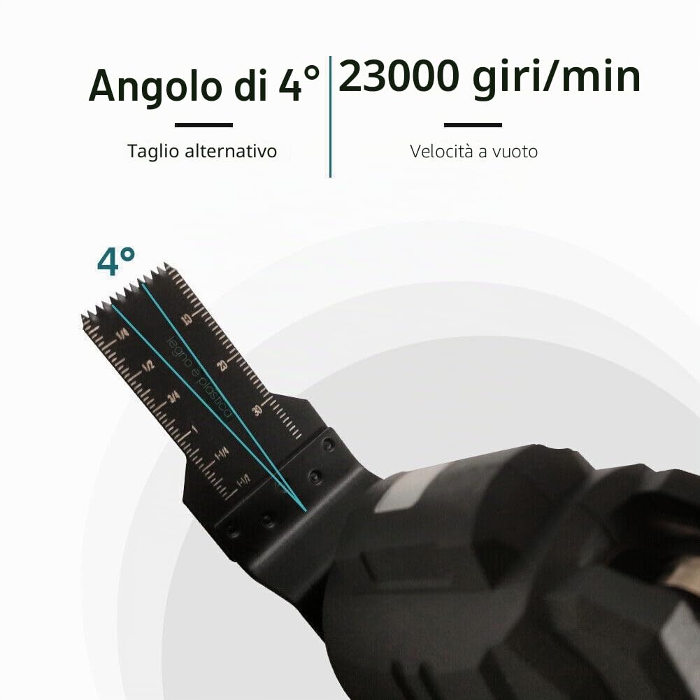 Strumento Multifunzione Oscillante Portatile da 18V, con 2 Batterie da 4.0 Ah, Kit Multifunzione Oscillante con Accessori, 6 Velocità Regolabili, per Raschiatura Lucidatura Taglio