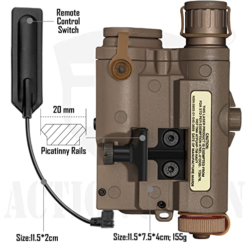 ACTIONUNION Airsoft PEQ-15 IR Laser + Visible Red Laser + White LED Flashlight (Tan) - Thumbnail 3