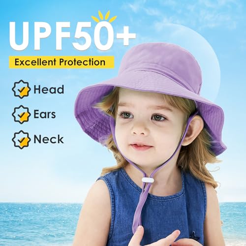 Zando 2Pcs Baby Sun Hat Toddler UPF 50+ Sun Protection Hat Adjustable Toddler Bucket Hats for Kids Summer Beach Hat 0-8T2