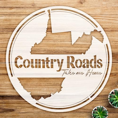 Country Roads Stencil Pattern for Wood Signs and Home Decor, Reusable Mylar Template, Ideal for Painting Projects and Crafts - Size A4 (8.5