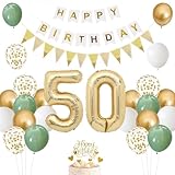 50 Geburtstag Frauen Männer,Deko 50. geburtstag Frauen,Salbeigrüne Geburtstagsdeko 50 jahre Frauen,Folienballon Zahl Luftballon 50.Geburtstag Happy Birthday Girlande Geburtstagsdeko Frauen 50 Jahr