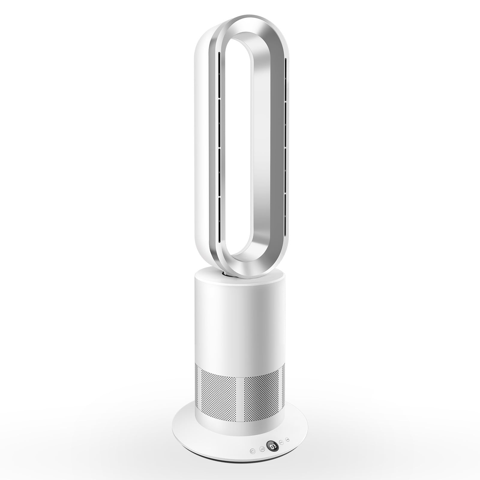 TP09Plus - Ventilatore a torre 2 in 1, funzione di riscaldamento e raffreddamento, 10 livelli di raffreddamento e 3 livelli di riscaldamento, telecomando e funzionamento touch LED, motore DC