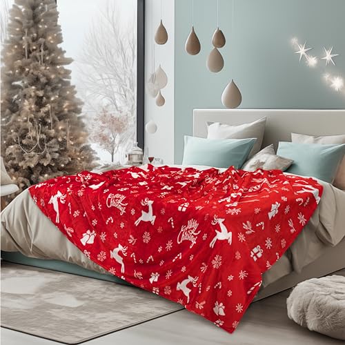 Couverture de Noël sherpa de qualité supérieure grand plaid réversible