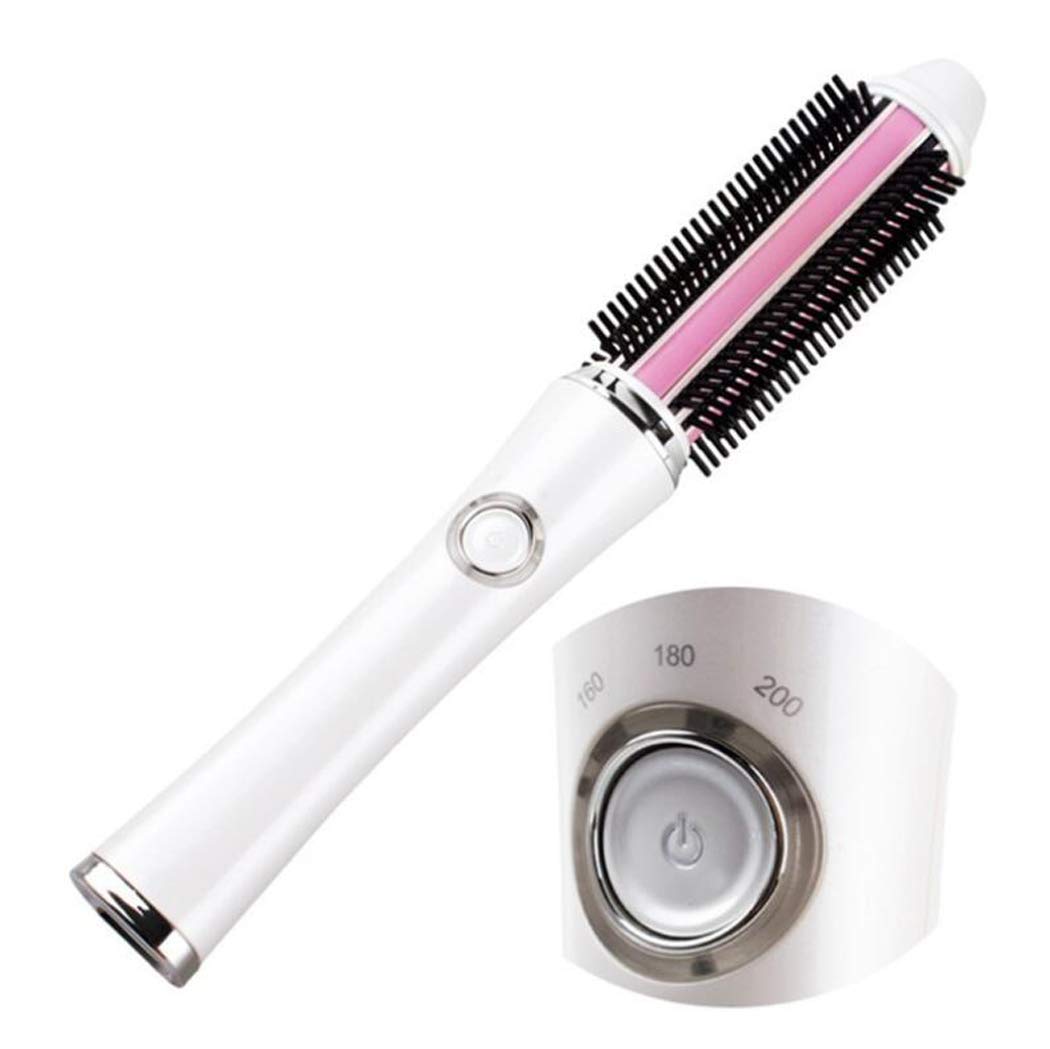 Mini cepillo de hierro para rizar viajes USB recargable Cepillos alisadores portátiles Cuidado del cabello de iones negativos Cepillo rizador de cerámica para el pelo corto y largo