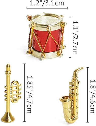 Miniatura 4 de Odoria Instrumentos musicales en miniatura 112, 5 piezas, mini instrumento de latón de plástico, saxofón, trompeta, trombón, miniaturas, accesorios