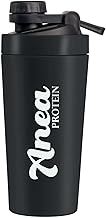 Stainless Steel Shaker Bottle | Insulated | Wire Whisk Included With Additional Blender Cage | 20-Ounce | Black