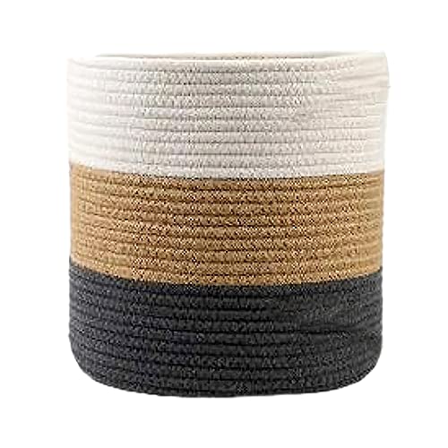 YDQUANI Cesta de Cuerda de algodón Tejida para macetas, maceteros de Interior, Cesta de Almacenamiento de Yute Plegable, 25 x 25 cm, decoración Moderna, cesto para la Colada del hogar