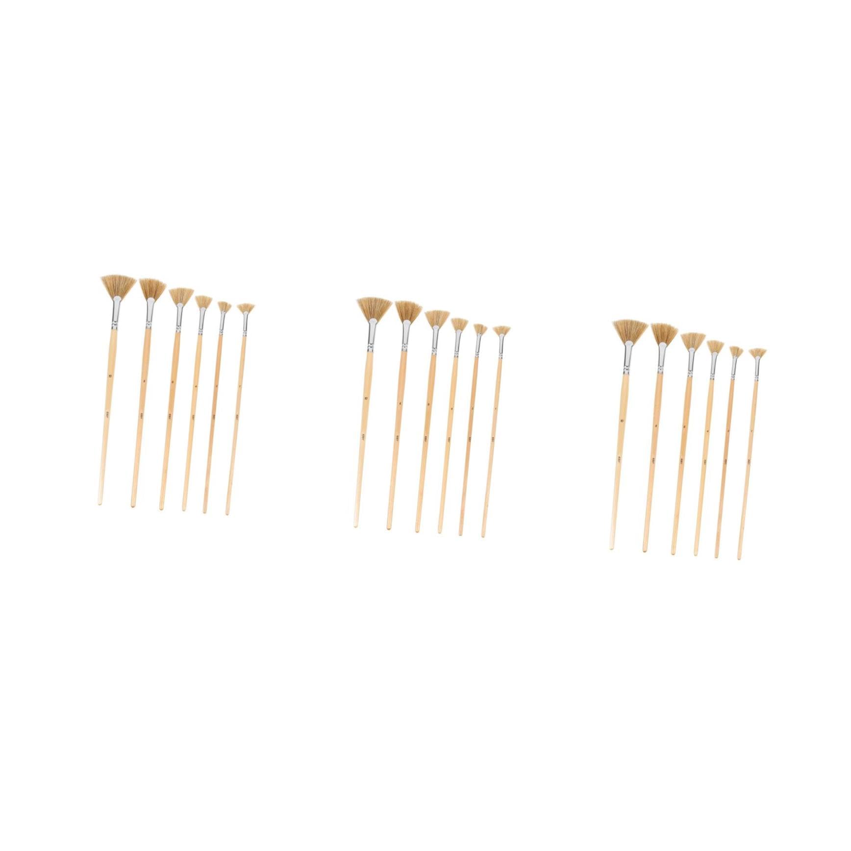 jojofuny 3 Ensembles Pinceaux Éventail Brosse À Peinture Ergonomique pour Aquarelle Et Huile Facile À Nettoyer Convient Aux Artistes Et Étudiants 6 Pièces * 3