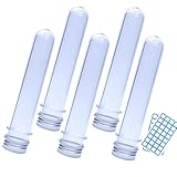 LoveS Set of 30 Plastic 40ml Test Tubes with Caps, 25x140mm, with 2 Label Sheets, each with 32 Label Stickers