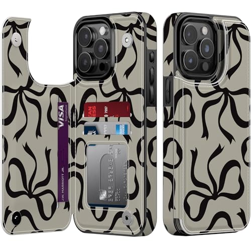 Étui portefeuille iPhone 13 Pro bemal en cuir floral noir