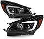 ACANII - For 2013-2016 Ford Escape LED Light Tube Black Projector Headlights Headlamps Replacement Driver+Passenger Side