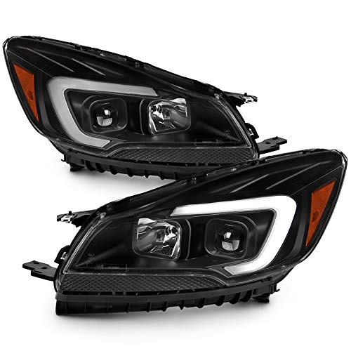 ACANII - For 2013-2016 Ford Escape LED Light Tube Black Projector Headlights Headlamps Replacement Driver+Passenger Side