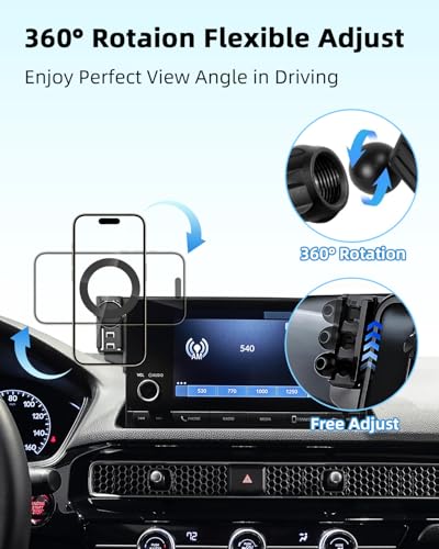 Image of PZK Car Phone Holder for Honda Civic 2022-2026 /Acura Integra 2023-2025 LX /EX /EX-L /Sport /Sport Hybrid /Touring /Si /Type R for 7 /9-Inch Screen Compatible with MagSafe Phone Mount with Storage Box
