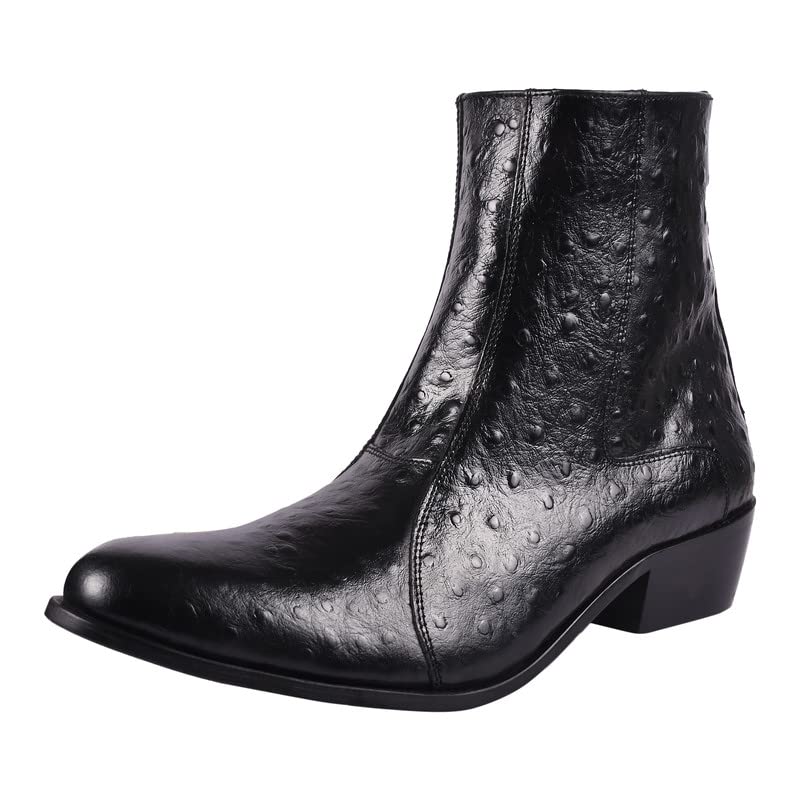 Image of LIBERTYZENO Mens Animal Print & Plain Leather Adults High Ankle Retro Dress Boots for Easter Gift