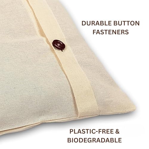 Image of Cotton Saree Cover Bags with Button Closure Pack of 12 | Breathable Cloth Storage Bags for Sarees, Silk Sarees, Lehengas, Dupattas & Garments | Reusable Wardrobe Organizer Covers (16 x 14 Inch)