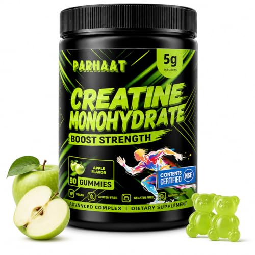Image of NSF Certified Creatine Gummy - Creatine Monohydrate Gummies 5g for Men & Women - Boost Focus,Strength, and Endurance, Vegan, Gluten-Free, Non-GMO, 2.5 Gram Creatine per Gummy (Apple 90 ct)